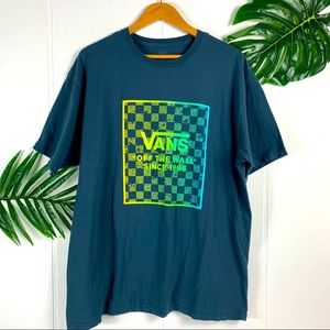VANS Men’s Neon Checkered Logo Graphic T Shirt XL